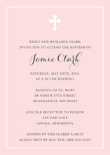 Simple Border Cross Pink Religious Invitations