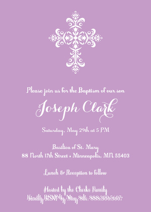 Elegant Cross Aqua Blue Religious Invitations