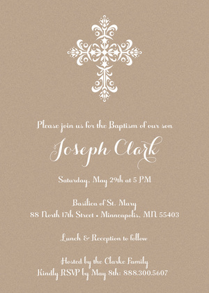 Elegant Cross Lavender Religious Invitations