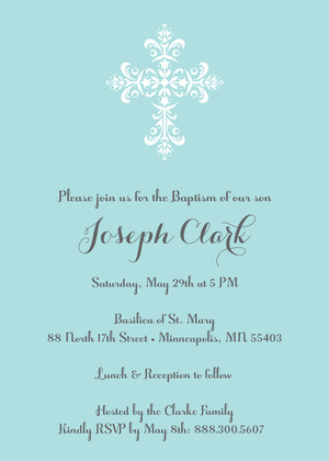 Elegant Cross Pink Religious Invitations