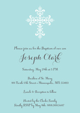 Elegant Cross Aqua Blue Religious Invitations