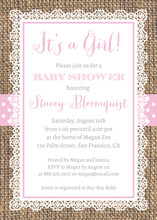 Rustic Burlap White Lace Invitations