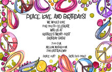 Peace and Paisley Groovy Frame Birthday Invitations