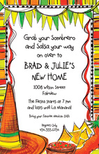 Bright Stripes Fiesta Sombrero Party Shower Invitations
