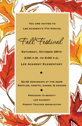 Splendid Texture Fall Leaves  Invitation