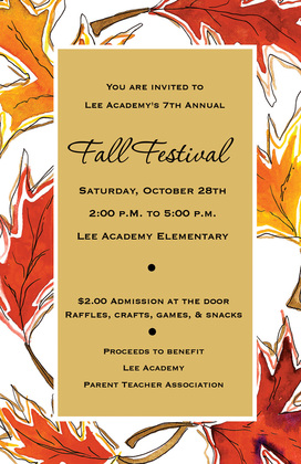 Superb Orange Fall Leaves Invitation