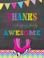 Magenta Roller Skates Bright Chevrons Thank You Notes