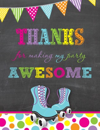 Cyan Roller Skates Primary Dots Thank You Notes