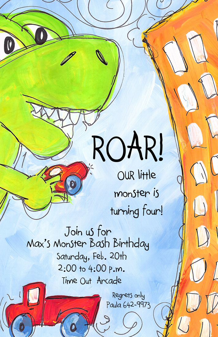 Rampage Dinosaur Roar Birthday Invitations