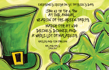 St. Patricks Day Top Hat Clovers Invitation