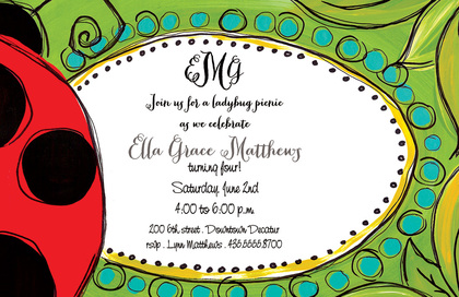 Ladybug Illustration Invitations