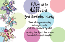 Multicolor Butterflies In Polka Dots Theme Invitations