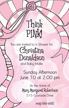 Pink Striped Bow Party Shower Invitations
