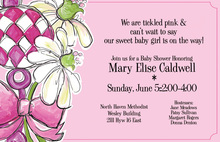 Pink Antique Rattle Baby Shower Invitations