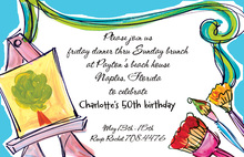 Colorful Paint Pallet Chalkboard Birthday Invitations