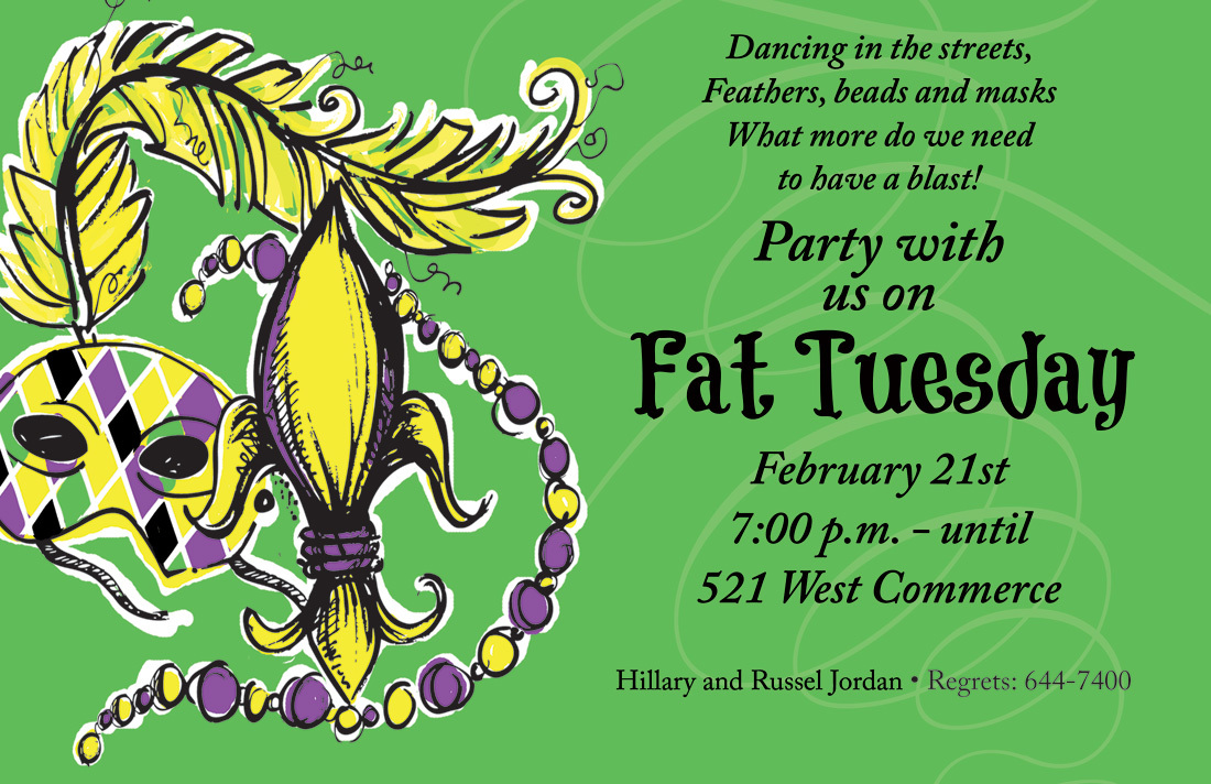 Fun Painted Fat Tuesday Invitations