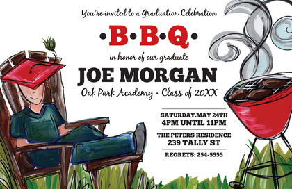 BBQ Graduation Girl Invitations