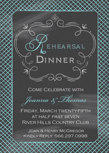 Turquoise Rehearsal Crosshatch Chalkboard Invitation