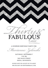 Fabulous Silver Glitter Chevron Thirty Invitations