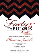 Rich Red Glitter Chevron Forty Fabulous Invitations