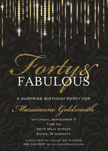 Fabulous Forty Gold Glitter Stars Invitation