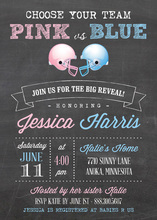 Pink vs Blue Chalkboard Invitations