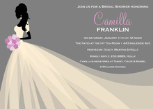 Bride Silhouette Pink Flowers Invitation