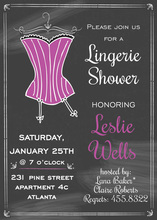 Purple Lingerie Simple Frame Chalkboard Invitation