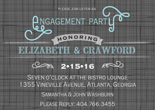 Grey Crosshatch Aqua Accents Invitation