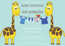 Blue Giraffe Shower Invitations