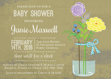 Blue Ribbon Mason Jar Flowers Invitation