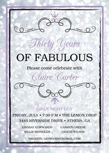 Purple Brushed Border Silver Glitter Fifty Invitation