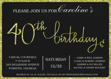 Green Glitter Graphic Border 40th Invitation