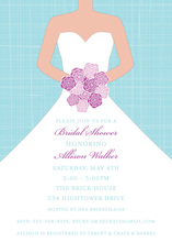 Blue Crosshatch Purple Floral Bride Invitation