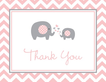 Pink Elephants Baby Shower Chevrons Invitation