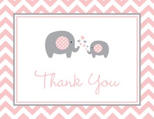 Pink Elephant Baby Shower Thank You Note