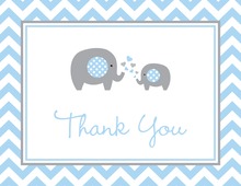 Pink Gray Polka Dot Baby Carriage Thank You Cards