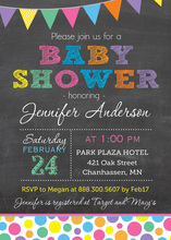 Pastel Dots Chalkboard Baby Shower Invitations
