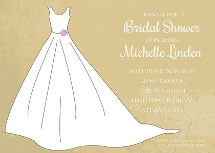 White Bridal Gown on Aqua Invitation