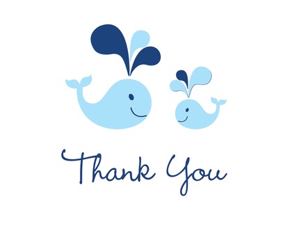 Pink Whale Teal Splash Thank You Cards