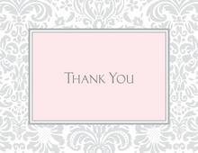 Modern Damask Border Blue Thank You Cards