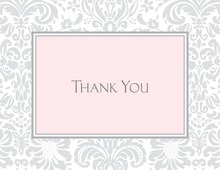 Modern Damask Border Blue Thank You Cards