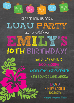 Bright Multicolored Luau Lanterns Invitation