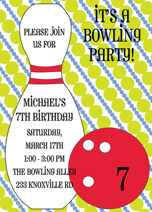 Girly Pink Bowling Birthday Party Invitations