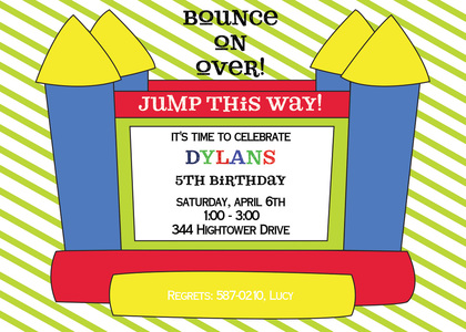 Purple Bounce House Birthday Party Invitations