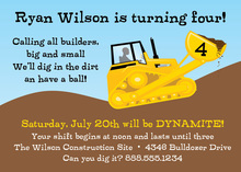 Construction Trucks Chalkboard Birthday Invitations