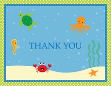 Under The Sea Green Polka Dot Border Thank You Cards