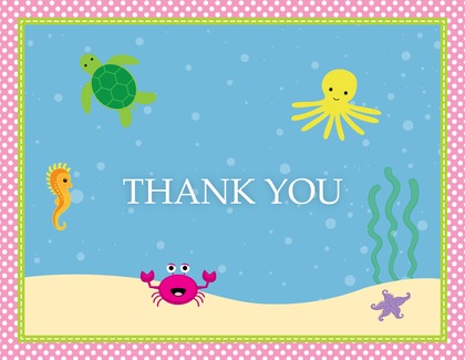 Under The Sea Green Polka Dot Border Thank You Cards