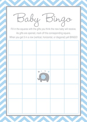 Blue Elephant Baby Shower Fill-in Invitations