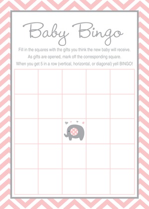 Pink Elephants Baby Shower Chevrons Invitation